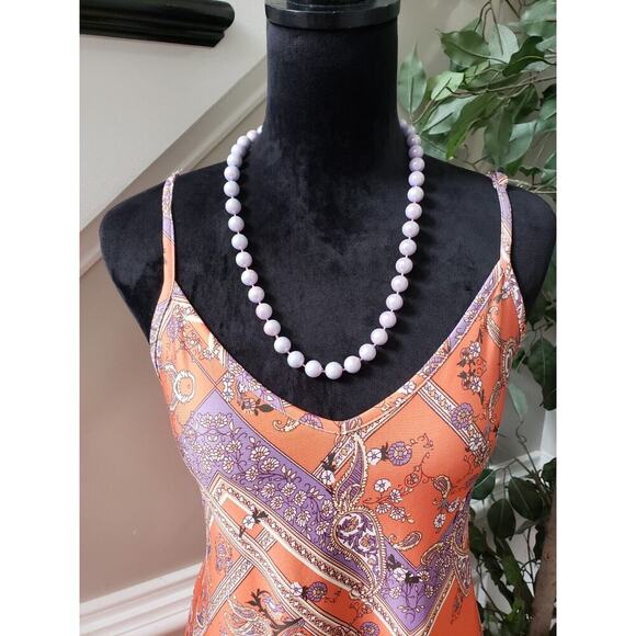 Women's Multicolor 100% Polyester Casual V-Neck Sleeveless Knee Length Dress L - Picture 2 of 14